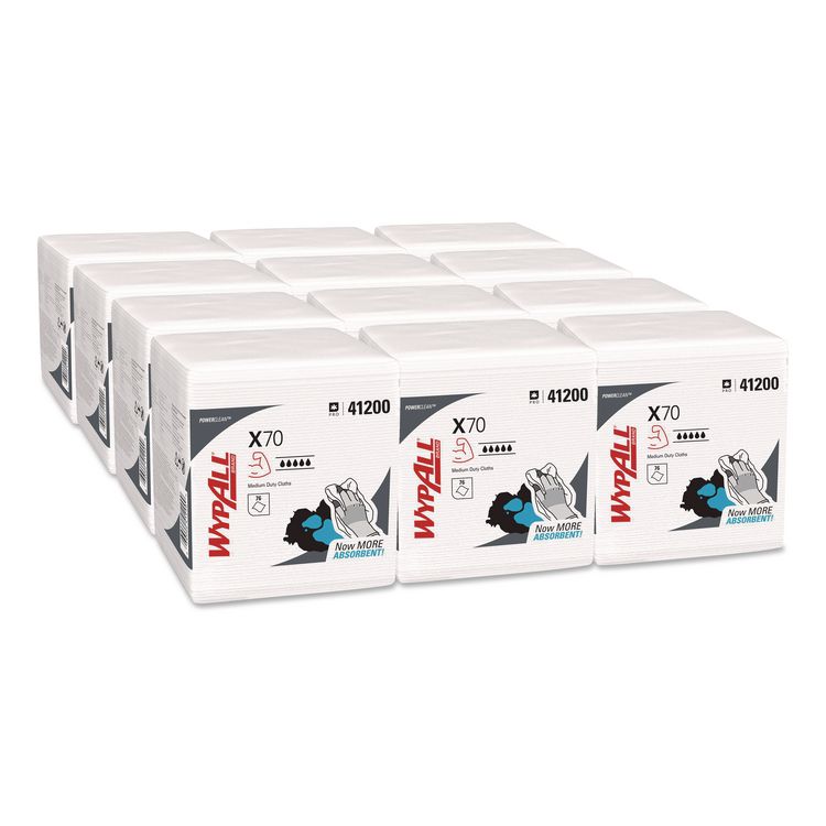 X70 Cloths, 1/4 Fold, 12.5 x 12, White, 76/Pack, 12 Packs/Carton