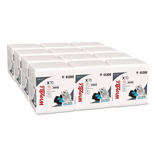 X70 Cloths, 1/4 Fold, 12.5 x 12, White, 76/Pack, 12 Packs/Carton