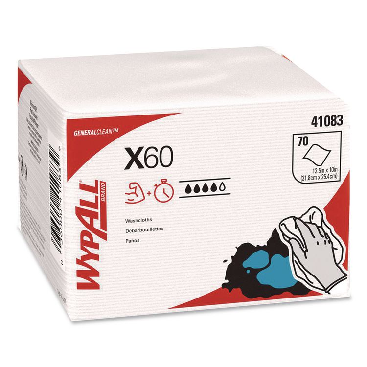 General Clean X60 Cloths, 1/4 Fold, 12.5 x 10, White, 70/Pack, 8 Packs/Carton