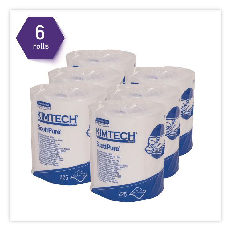 SCOTTPURE Critical Task, Center-Pull Roll Jr., 7 x 7, White, 225/Roll, 6/Carton