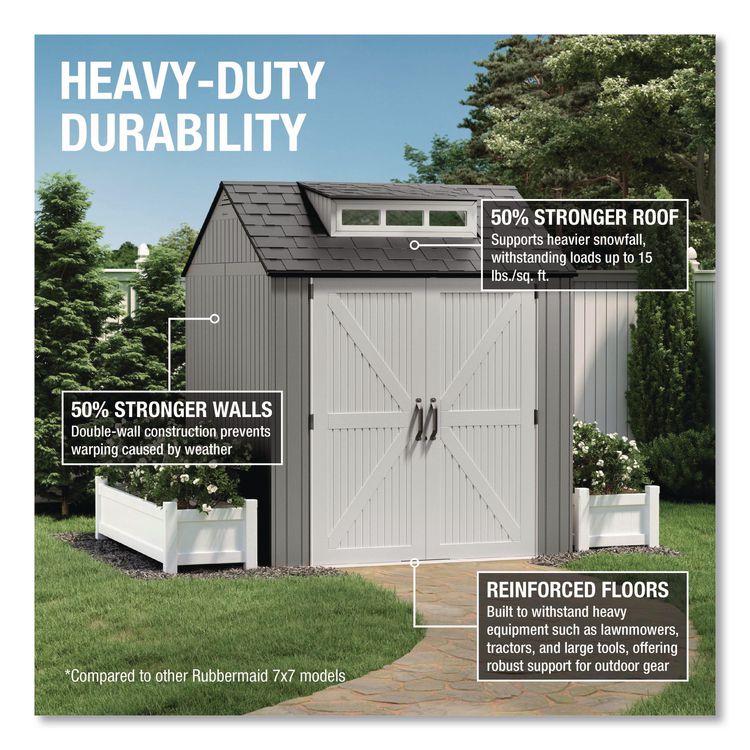 Storage Shed, 337 cu ft, 7 ft x 7 ft, Simple Gray