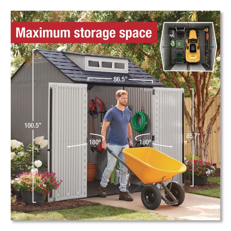 Storage Shed, 337 cu ft, 7 ft x 7 ft, Simple Gray
