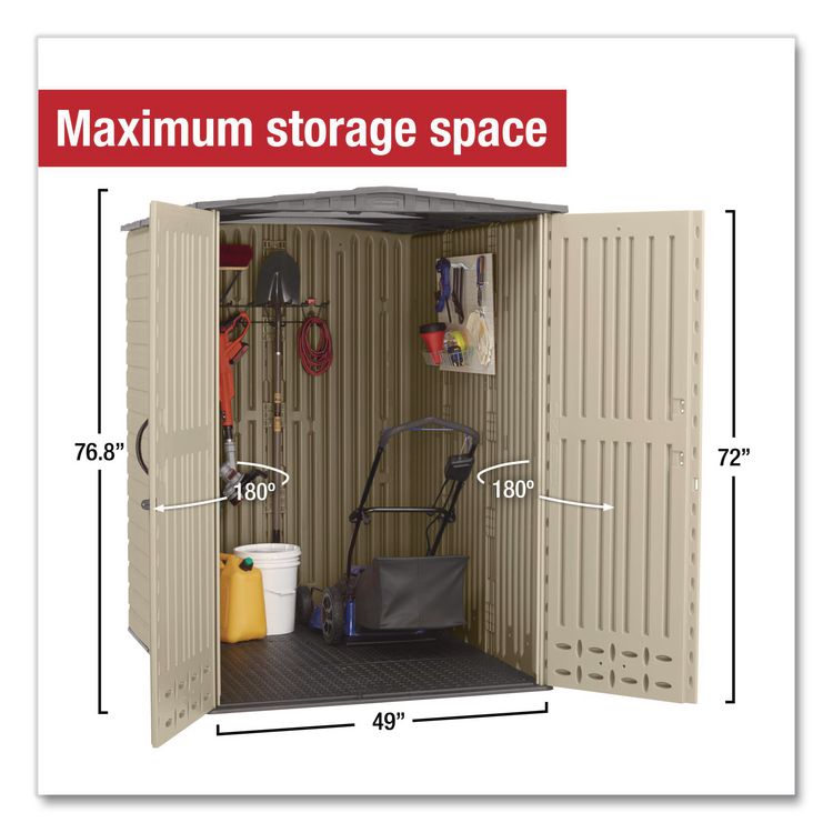 Vertical Storage Shed, 159 cu ft, 5 ft x 6 ft, Sandalwood