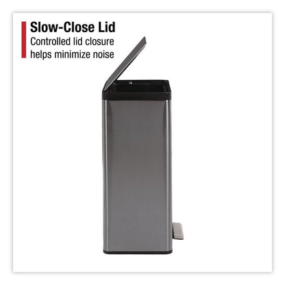 Elite Step-On Trash Can, 12 gal, Metal, Charcoal Stainless Steel/Black
