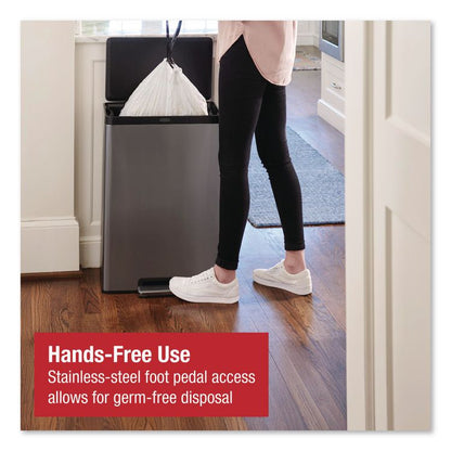 Elite Step-On Trash Can, 12 gal, Metal, Charcoal Stainless Steel/Black