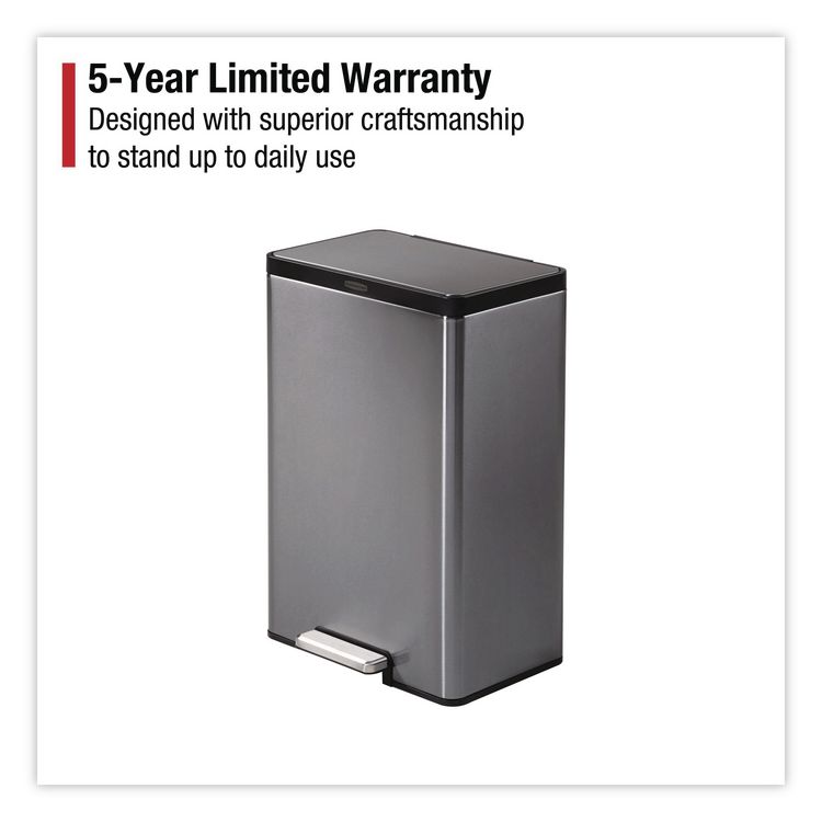 Elite Step-On Trash Can, 12 gal, Metal, Charcoal Stainless Steel/Black