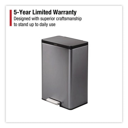 Elite Step-On Trash Can, 12 gal, Metal, Charcoal Stainless Steel/Black