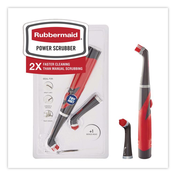 Reveal Power Scrubber, Red/White Nylon Bristles, 1.73" Brush, Red Plastic Handle