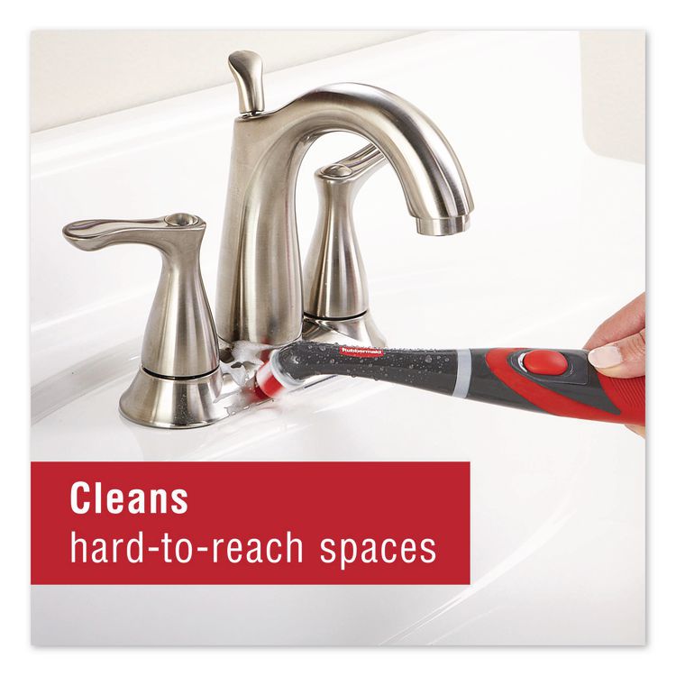 Reveal Power Scrubber, Red/White Nylon Bristles, 1.73" Brush, Red Plastic Handle