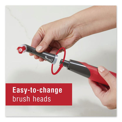 Reveal Power Scrubber, Red/White Nylon Bristles, 1.73" Brush, Red Plastic Handle