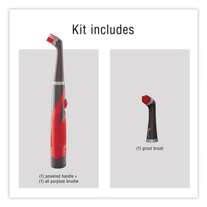 Reveal Power Scrubber, Red/White Nylon Bristles, 1.73" Brush, Red Plastic Handle