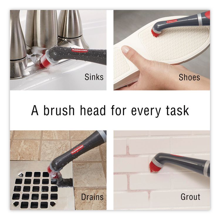 Reveal Power Scrubber, Red/White Nylon Bristles, 1.73" Brush, Red Plastic Handle