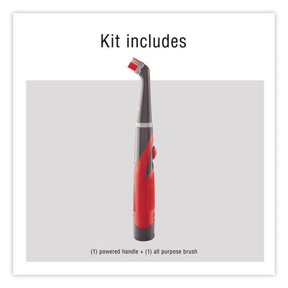 Multi-Purpose Cordless Battery Power Scrubber, Red/White Nylon Bristles, 12.68" Brush, 7" Red/Black Handle