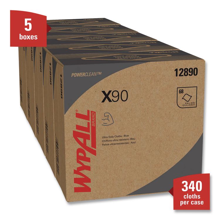 X90 Cloths, POP-UP Box, 2-Ply, 8.3 x 16.8, Denim Blue, 68/Box, 5 Boxes/Carton