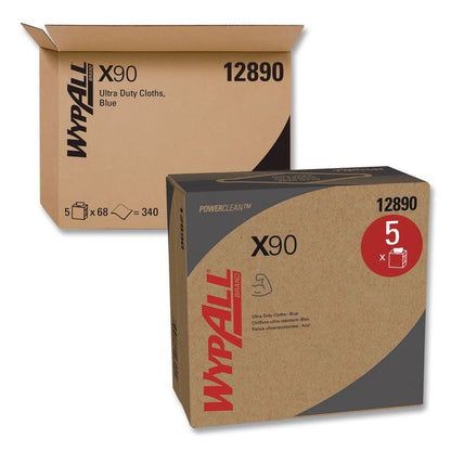 X90 Cloths, POP-UP Box, 2-Ply, 8.3 x 16.8, Denim Blue, 68/Box, 5 Boxes/Carton
