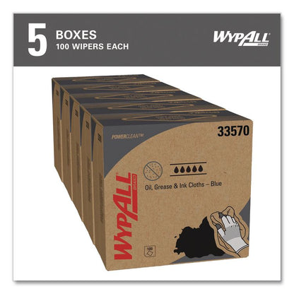 Power Clean Oil, Grease and Ink Cloths, POP-UP Box, 8.8 x 16.8, Blue, 100/Box, 5/Carton