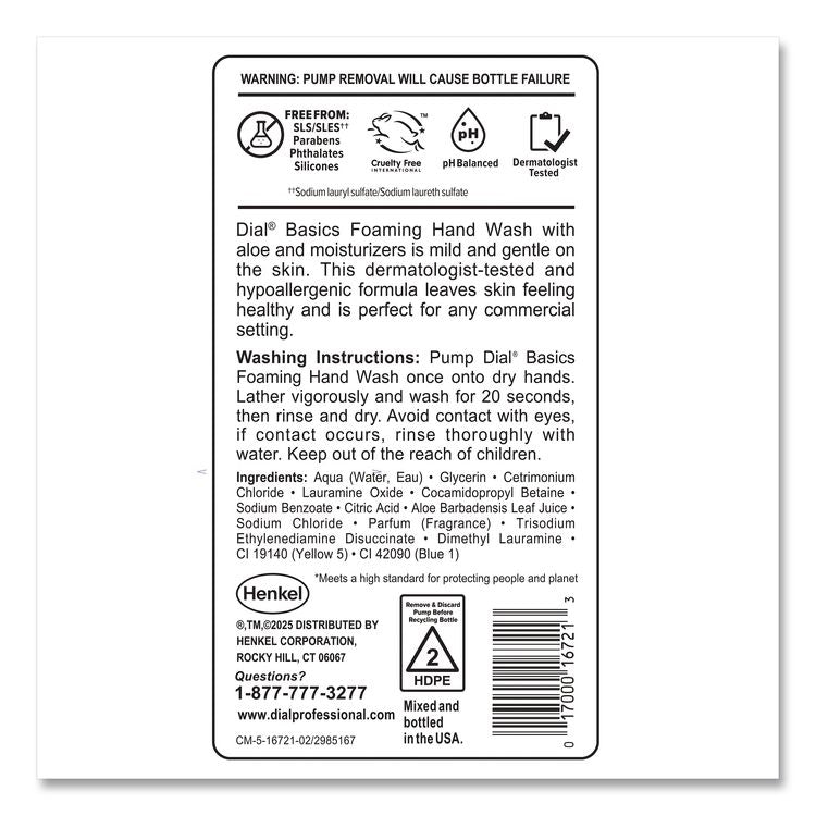 Basics Hypoallergenic Foaming Hand Wash Refill for FIT Touch Free Dispenser, Fresh Floral Scent, 1 L