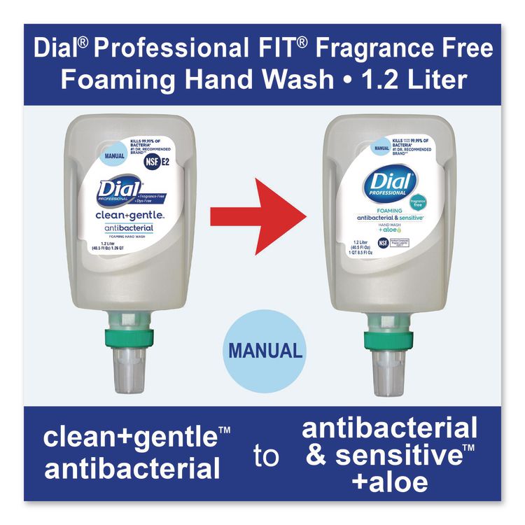 Antibacterial and Sensitive Foaming Hand Wash Refill for FIT Manual Dispenser, Fragrance-Free, 1.2 L, 3/Carton