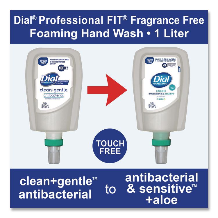 Antibacterial and Sensitive Foaming Hand Wash Refill for FIT Touch Free Dispenser, Fragrance-Free, 1 L, 3/Carton