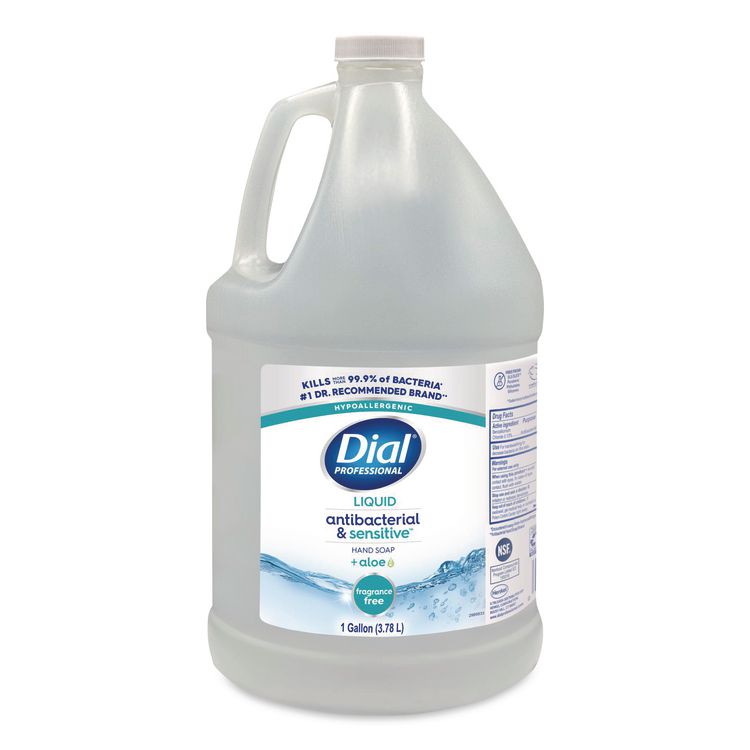 Antibacterial and Sensitive Liquid Hand Soap, Fragrance Free, 1 gal, 4/Carton