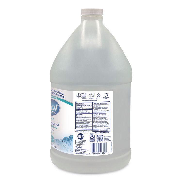 Antibacterial and Sensitive Liquid Hand Soap, Fragrance Free, 1 gal, 4/Carton
