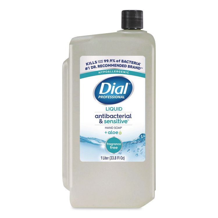 Antibacterial and Sensitive Liquid Hand Soap for 1 L Dispenser, Fragrance Free, 1 L, 8/Carton