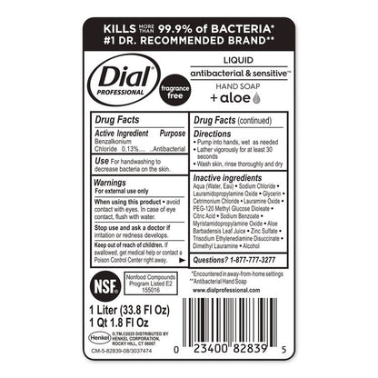 Antibacterial and Sensitive Liquid Hand Soap for 1 L Dispenser, Fragrance Free, 1 L, 8/Carton