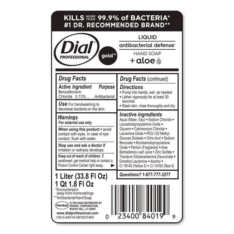 Antibacterial Defense Gold Liquid Hand Soap, 1 L, 8/Carton