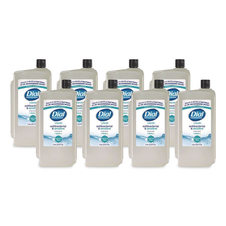 Antibacterial and Sensitive Liquid Hand Soap for 1 L Dispenser, Fragrance Free, 1 L, 8/Carton