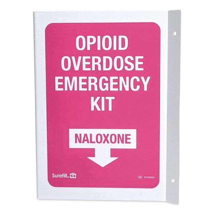 Overdose Kit Three-Way Wall Sign, 2.25 x 3 x 5.5