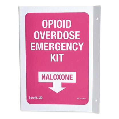 Overdose Kit Three-Way Wall Sign, 2.25 x 3 x 5.5