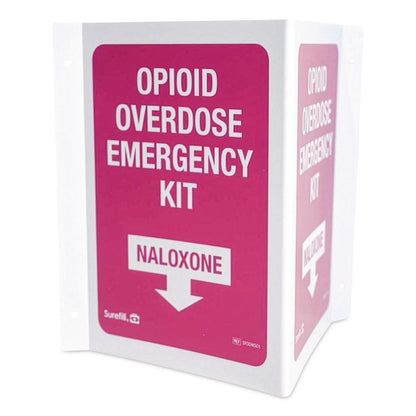 Overdose Kit Three-Way Wall Sign, 2.25 x 3 x 5.5