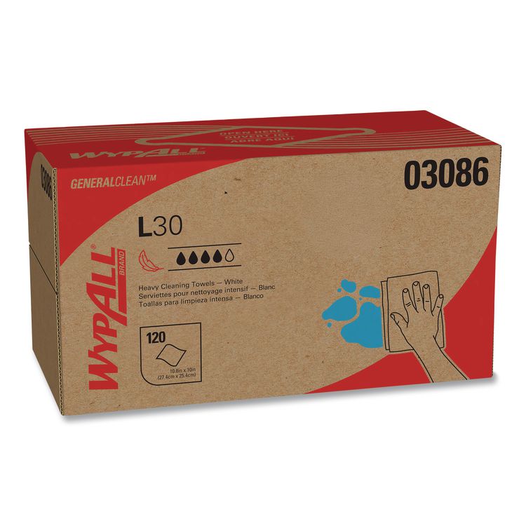 L30 Towels, POP-UP Box, 10 x 9.8, White, 120/Box, 10 Boxes/Carton