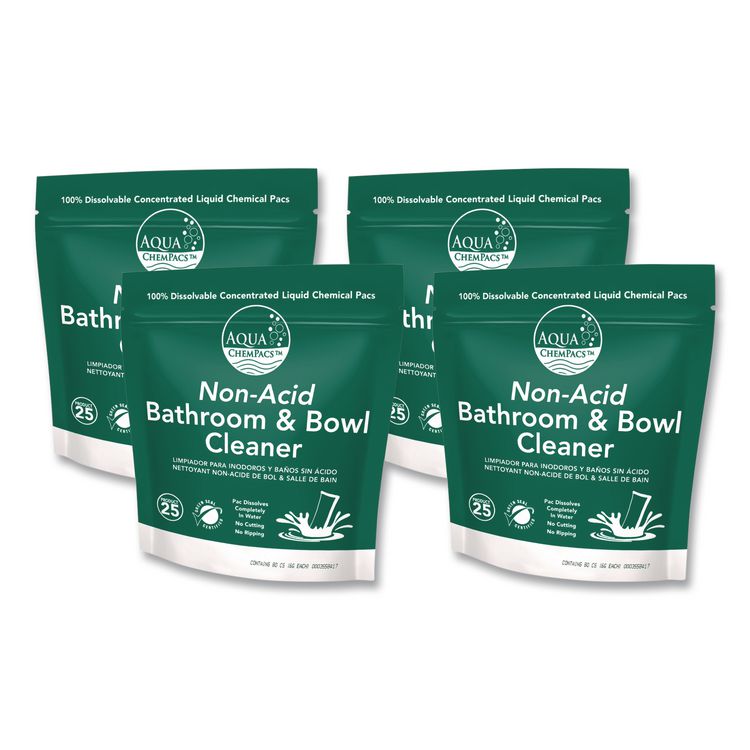 Aqua ChemPacs Non-Acid Bathroom and Bowl Cleaner, Lavender Scent, 6 g Packets, 80 Chem Pacs/Pack, 4 Packs/Carton