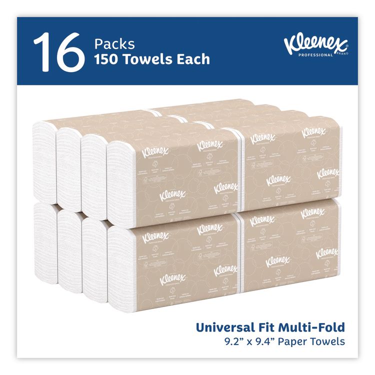 Multi-Fold Paper Towels, 1-Ply, 9.2 x 9.4, White, 150/Pack, 16 Packs/Carton