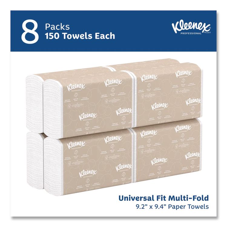 Multi-Fold Paper Towels, Convenience, 9.2 x 9.4, White, 150/Pack, 8 Packs/Carton