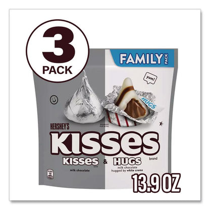 KISSES and HUGS Family Pack Assortment, 13.9 oz Bag, 3 Bags/Pack