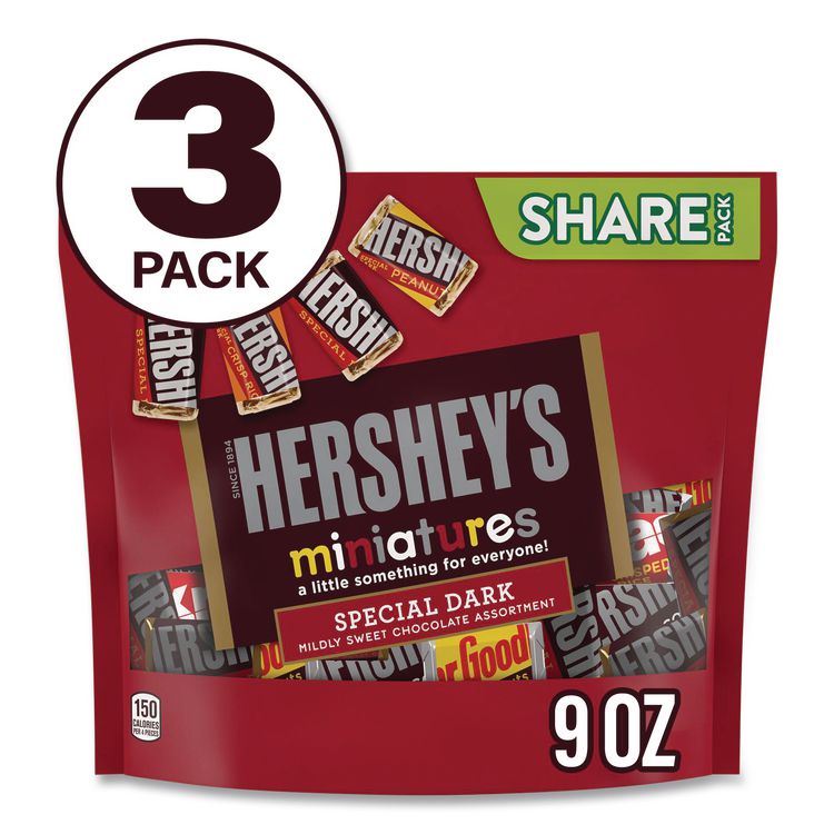 Miniatures Variety Share Pack, Dark Assortment, 9 oz Bag, 3/Pack