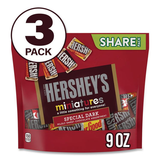 Miniatures Variety Share Pack, Dark Assortment, 9 oz Bag, 3/Pack