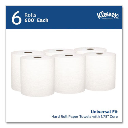 Universal Hard Roll Paper Towels with Premium Absorbency Pockets, 1-Ply, 8" x 600 ft, 1.75" Core, White, 6 Rolls/Carton