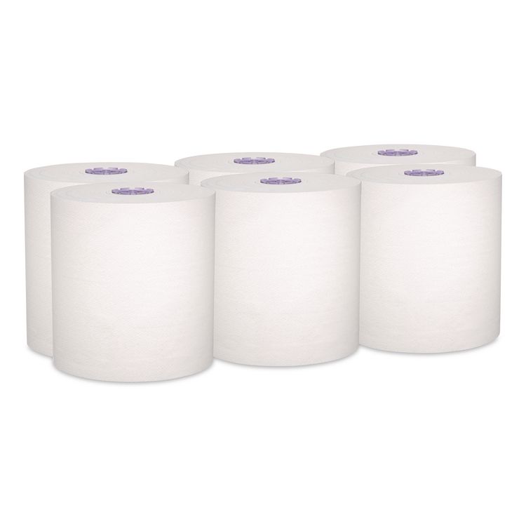 100% Recycled Hard Roll Paper Towels, 1-Ply, 8" x 700 ft, White, 6/Carton