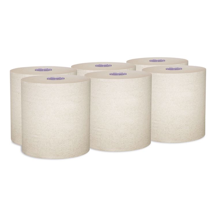 100% Recycled Hard Roll Paper Towels, 1-Ply, 8" x 900 ft, Brown, 6/Carton