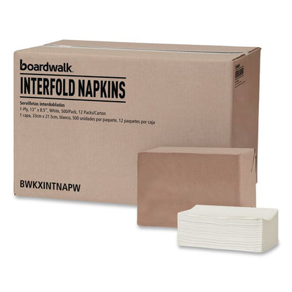 Interfold Dispenser Napkins, 1-Ply, 13 x 8.5, White, 500/Pack, 12 Packs/Carton