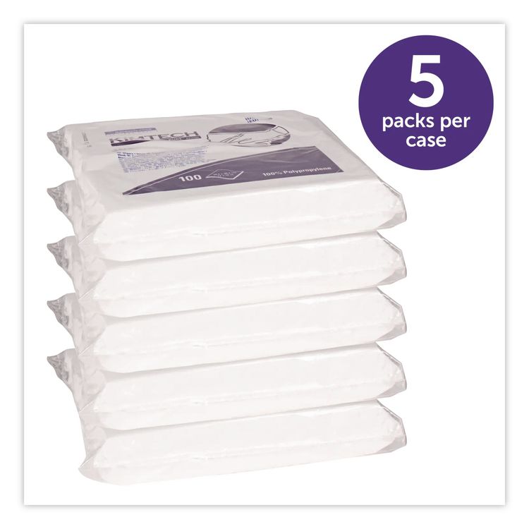 W4 Critical Task Wipers, Flat Double Bag, 12 x 12, Unscented, White, 100/Bag, 5 Bags/Carton