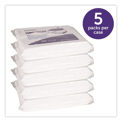 W4 Critical Task Wipers, Flat Double Bag, 12 x 12, Unscented, White, 100/Bag, 5 Bags/Carton
