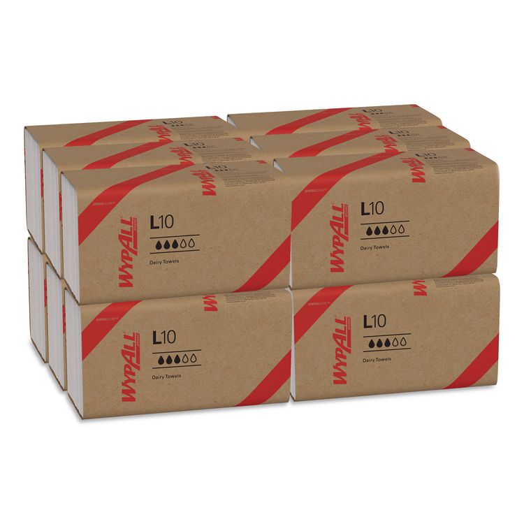 L10 SANI-PREP Dairy Towels, Banded, 2-Ply, 9.3 x 10.5, Unscented, White, 200/Pack, 12 Packs/Carton