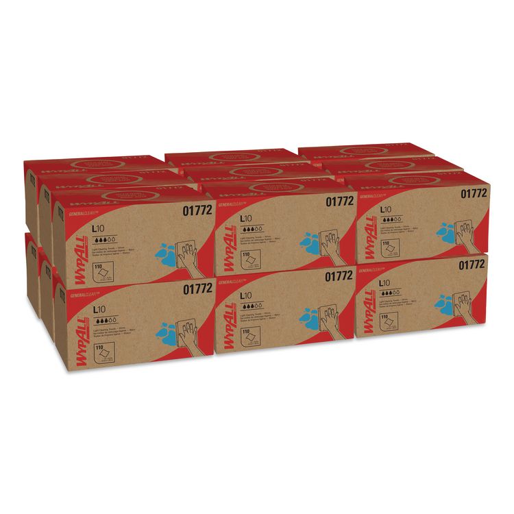 L10 SANI-PREP Dairy Towels, POP-UP Box, 1-Ply,  9 x 10.5, White, 110/Pack, 18 Packs/Carton