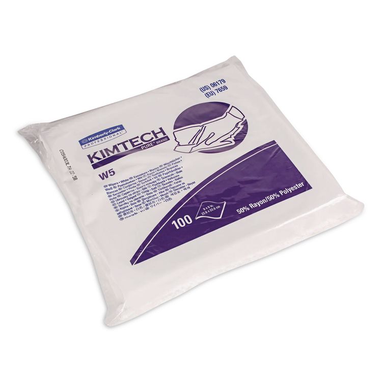 W5 Critical Task Dry Wipers, Flat Double Bag, Spunlace, 9 x 9, Unscented, White, 100/Pack, 5 Packs/Carton