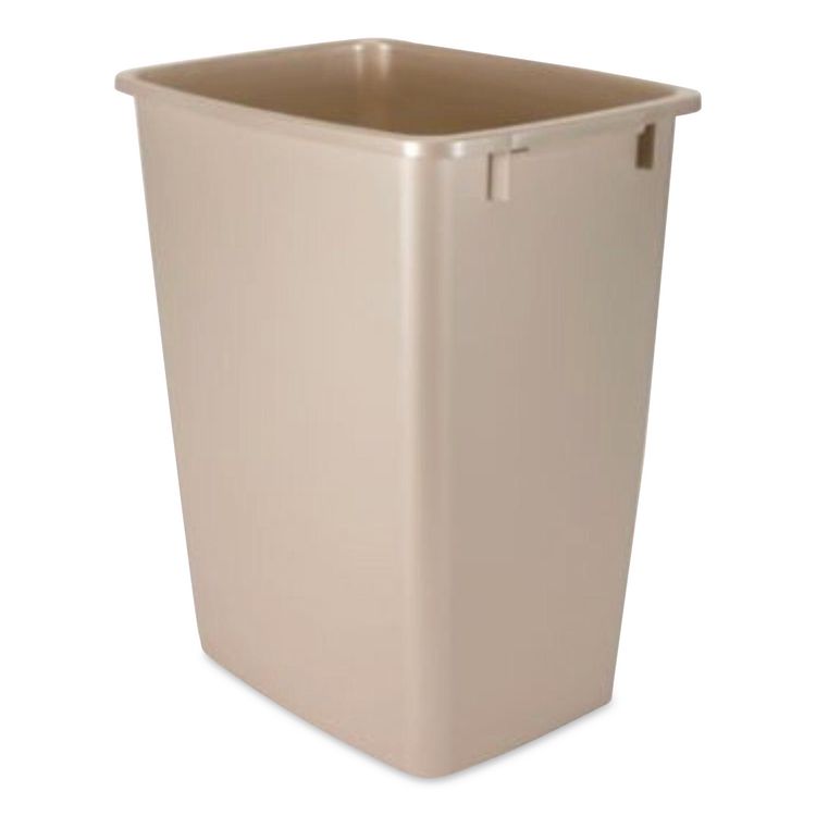 Open-Top Wastebasket, 9 gal, Plastic, Bisque, 6/Carton