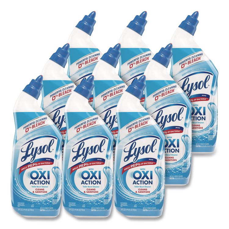 Toilet Bowl Cleaner with Oxi Action, Ocean Fresh Scent, 24 oz Angle-Neck Bottle, 9/Carton